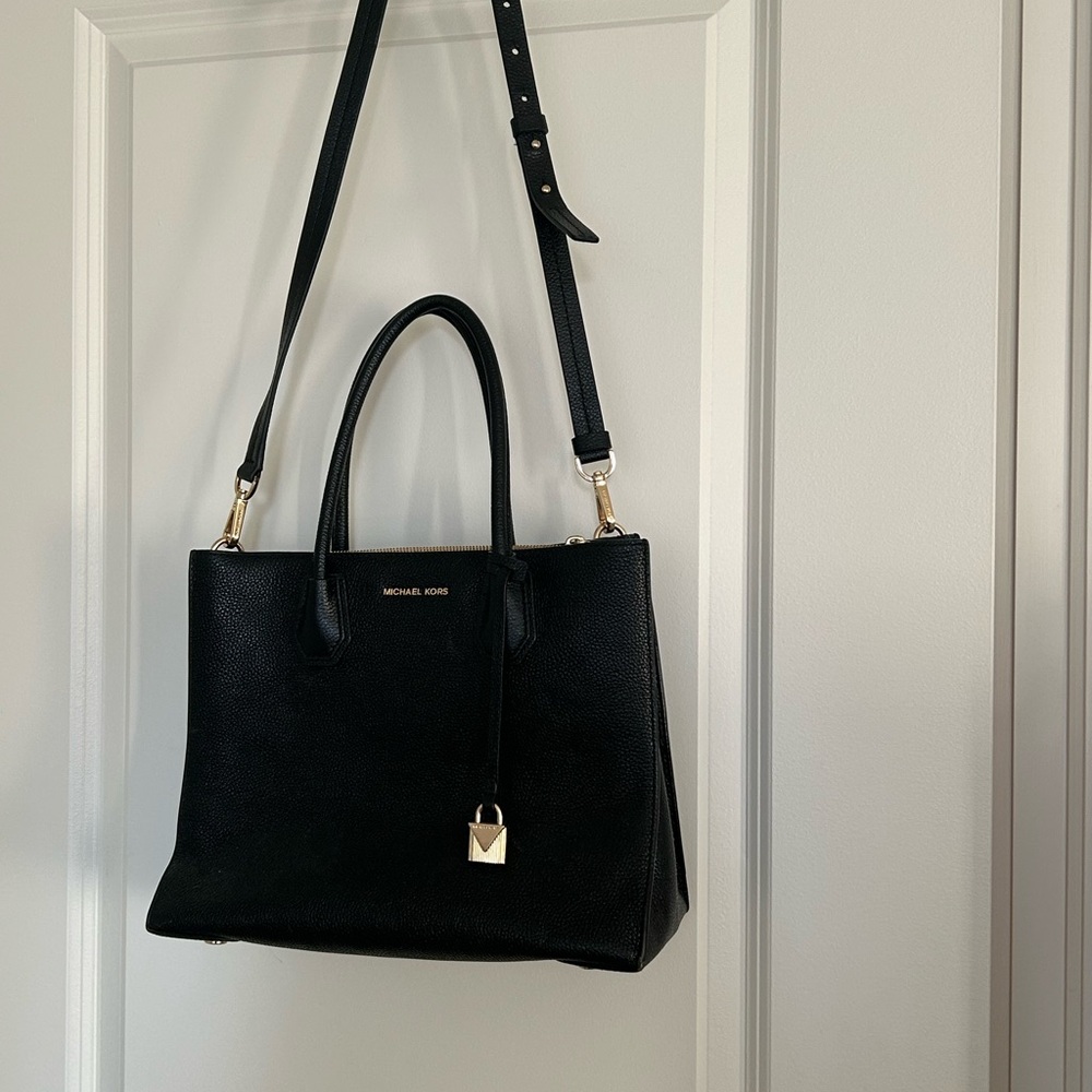 Michael Kors Black Satchel with Gold Accents
